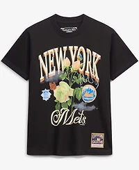 Mitchell & Ness Men's Black New York Mets Cooperstown Floral T-Shirt