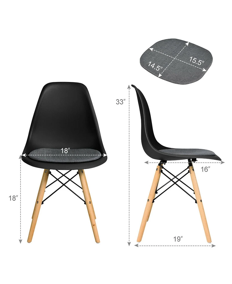 Gymax 4Piece Dining Chair Mid Century Modern Dsw Chair Furniture With Linen Cushion