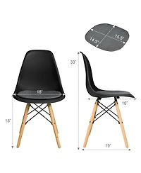 Gymax 4Piece Dining Chair Mid Century Modern Dsw Chair Furniture With Linen Cushion