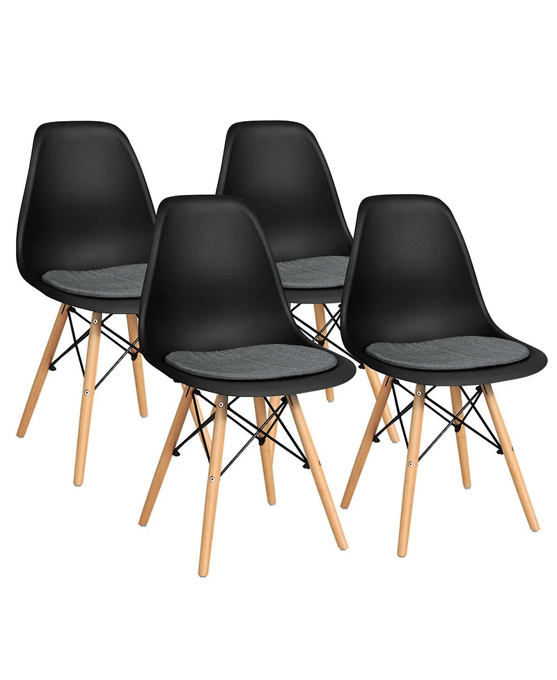 Gymax 4Piece Dining Chair Mid Century Modern Dsw Chair Furniture With Linen Cushion