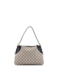 Pre-Owned Gucci Medium Emblem Shoulder Bag Gg Coated Canvas with Leather