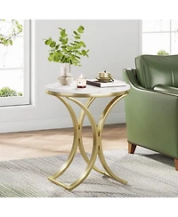 Slickblue Modern Round Accent Table with Metal Frame and Compact Size