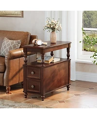 Slickblue Wood Accent Nightstand with 2 Drawers for Bedroom