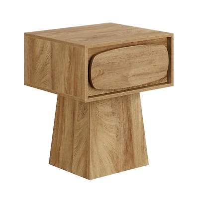 Slickblue Wooden End Table with Storage Drawer for Small Spaces