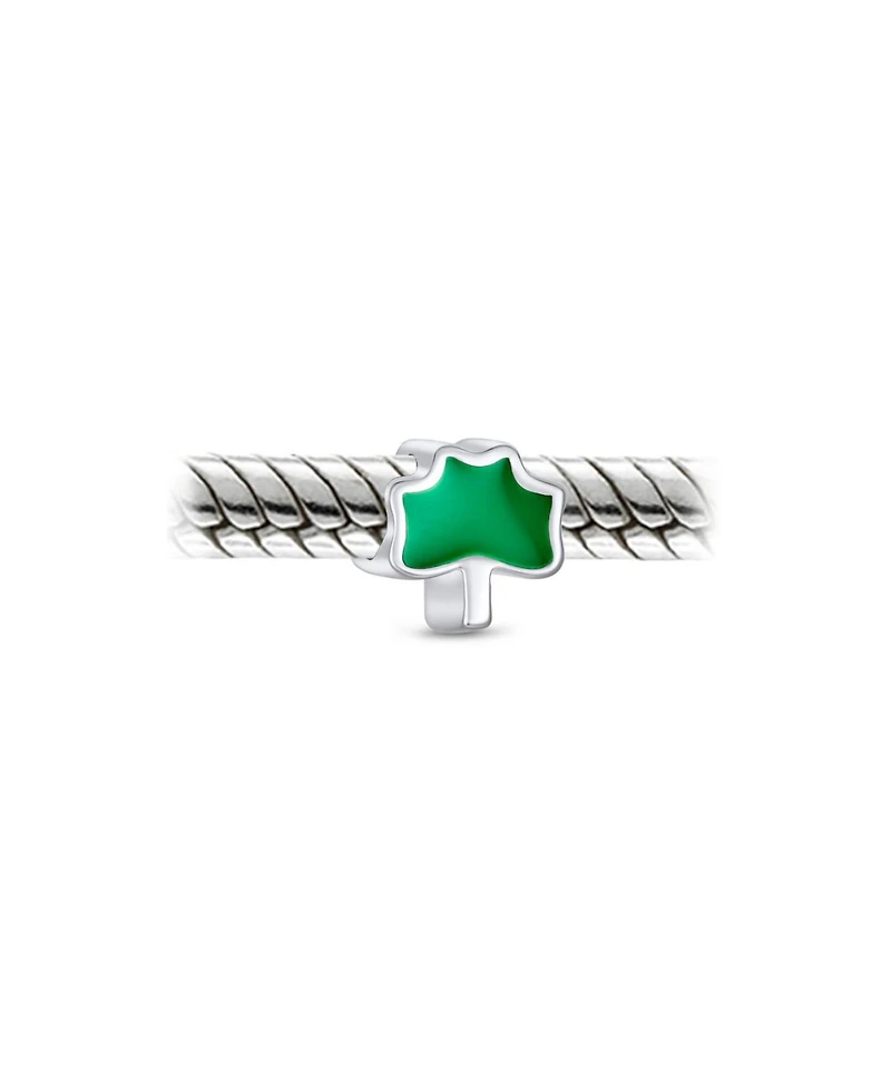 Bling Jewelry Lucky Enamel Green Shamrock Clover Charm Bead .925 Sterling Silver Fits European Bracelet