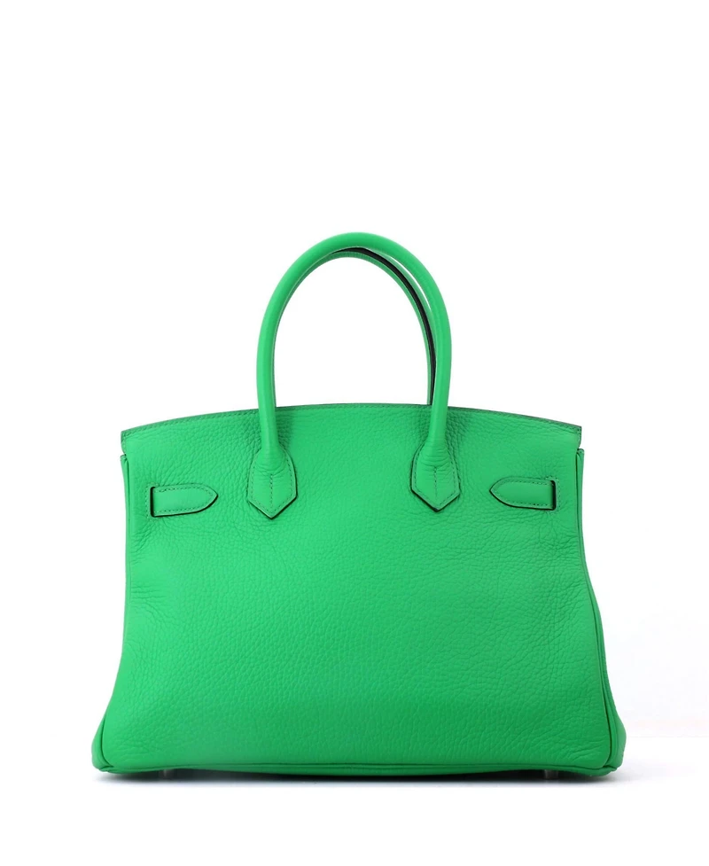 Pre-Owned HERMES Birkin 30 Handbag Green Clemence with Palladium Hardware