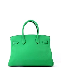 Pre-Owned HERMES Birkin 30 Handbag Green Clemence with Palladium Hardware