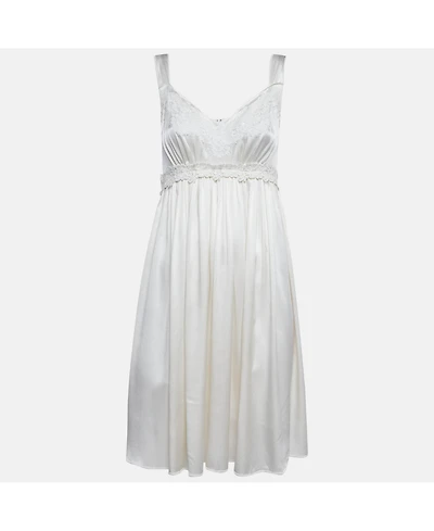 Pre-Owned Dolce & Gabbana Women's Pre-Owned Dolce and Gabbana Cream Silk Lace Trimmed Mini Dress