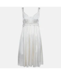 Pre-Owned Dolce & Gabbana Women's Pre-Owned Dolce and Gabbana Cream Silk Lace Trimmed Mini Dress