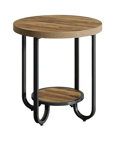 Slickblue Modern 2 Tier Round Side Table with Curved Metal Frame