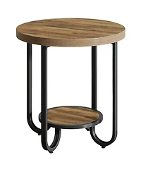 Slickblue Modern 2 Tier Round Side Table with Curved Metal Frame