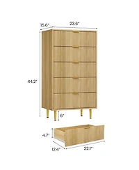 homfan Fluted Dresser with 4/5/6 Drawers, Modern Wood Storage Chest with Metal Handles for Bedroom, Living Room, Hallway, or Entryway