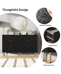 homfan Modern Fluted 7 Drawer Dresser - Wide Wooden Chest for Bedroom, Living Room, Closet, Hallway Contemporary Storage Organizer