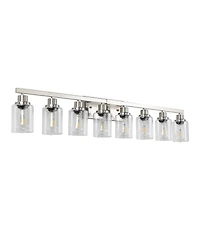 Busdays 51 Inch Modern 8 Light Bathroom Vanity Light Fixture Brushed Nickel Finish Clear Glass Shades for Bathroom Vanity Dressing Area No Bulbs