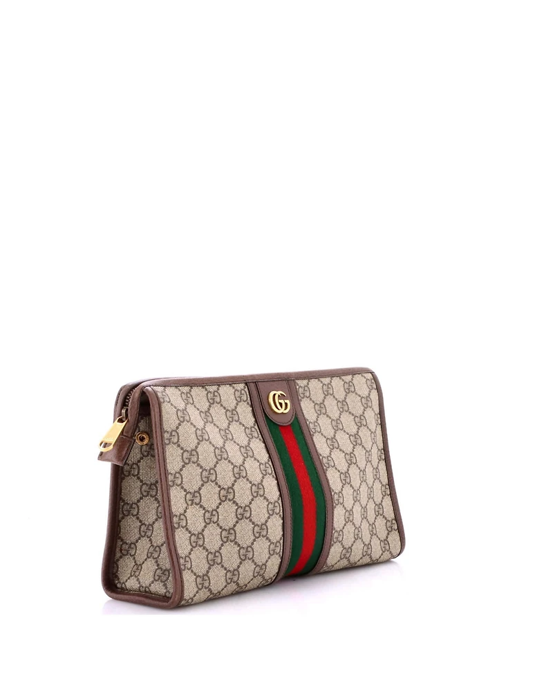 Pre-Owned Gucci Medium Ophidia Pouch Gg Coated Canvas