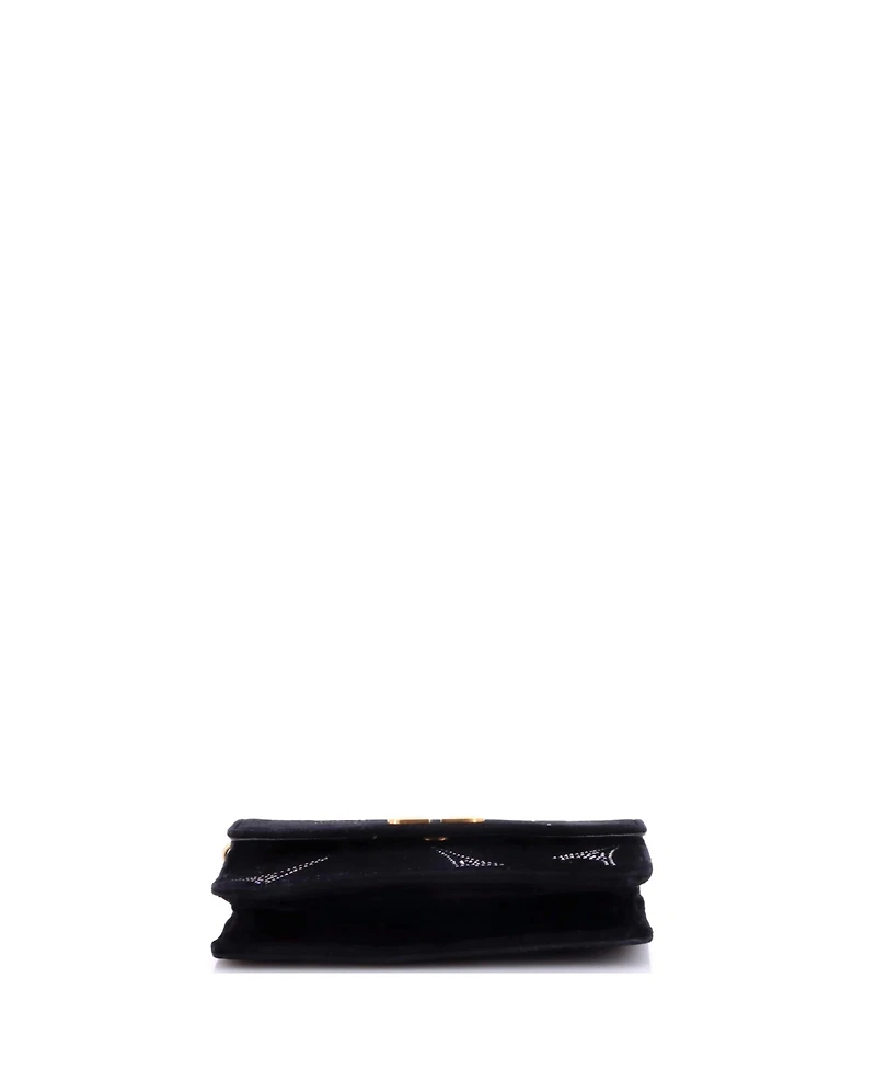 Pre-Owned Balenciaga Small Bb Round Wallet on Chain Crystal Embellished Velvet