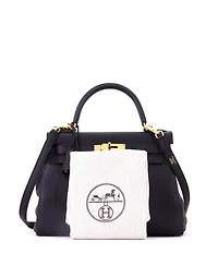 Pre-Owned HERMES Kelly 28 Handbag Black Togo with Gold Hardware