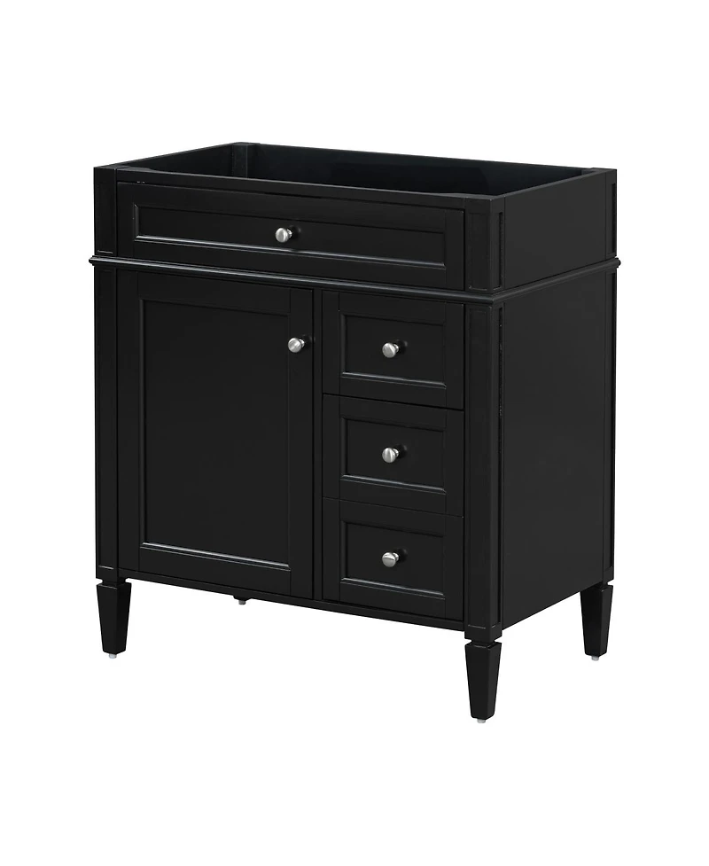 Sillysis 29.3 Inch Modern Solid Wood Mdf, Tip-Out Drawer, Adjustable Shelf, Roman Legs for Small Bathroom