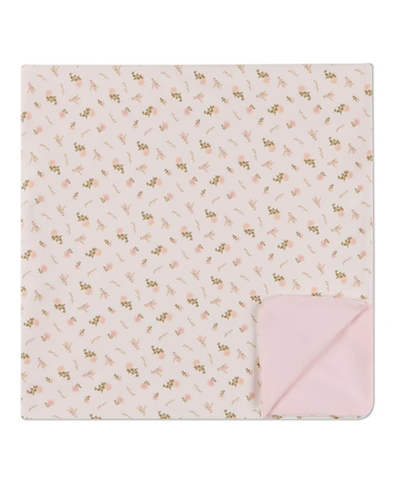 MeMoi Baby Girls Floral-Printed Double-Sided 100% Cotton Snuggle Blanket
