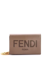 Pre-Owned Fendi Logo Wallet on Chain Embossed Leather