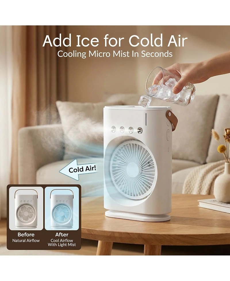 Bell + Howell Bullseye Air Portable Cordless Rechargeable Misting Fan with Led Light