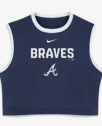 Nike Women's Navy Atlanta Braves Primetime Loose Dri-fit Cropped Tank Top
