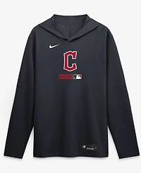 Nike Men's Navy Cleveland Guardians Authentic Collection Dri-fit Long Sleeve Hooded T-Shirt