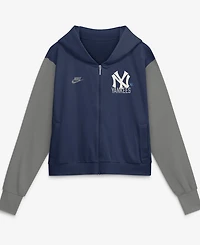 Nike Women's Navy/Gray New York Yankees Cooperstown Collection Cropped Full-Zip Hoodie