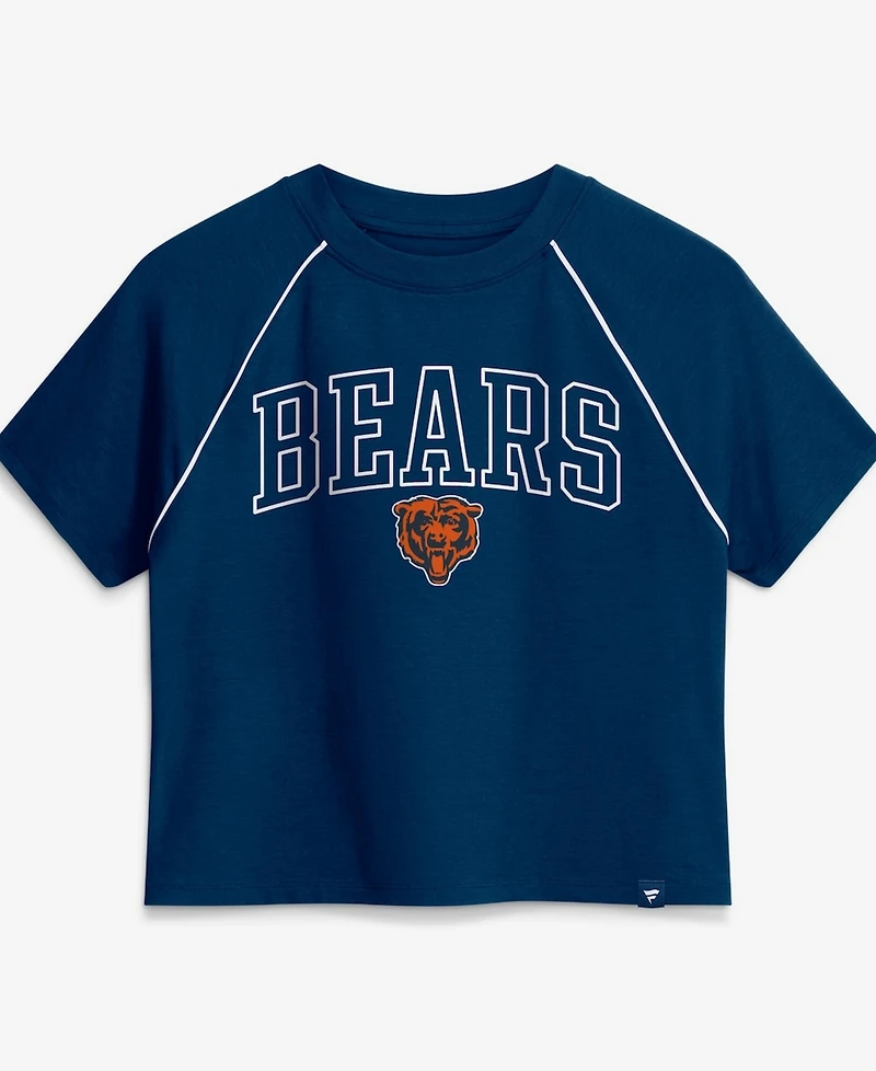 Fanatics Women's Navy Chicago Bears Offensive Scheme Raglan Tri-Blend Cropped Top
