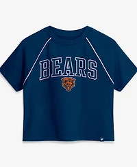 Fanatics Women's Navy Chicago Bears Offensive Scheme Raglan Tri-Blend Cropped Top