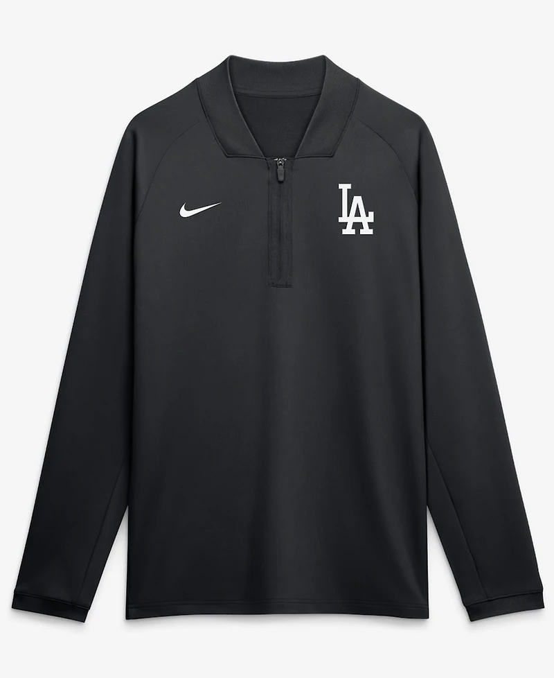 Nike Men's Black Los Angeles Dodgers Authentic Collection Dri-fit Raglan Half-Zip Pullover