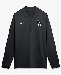 Nike Men's Black Los Angeles Dodgers Authentic Collection Dri-fit Raglan Half-Zip Pullover