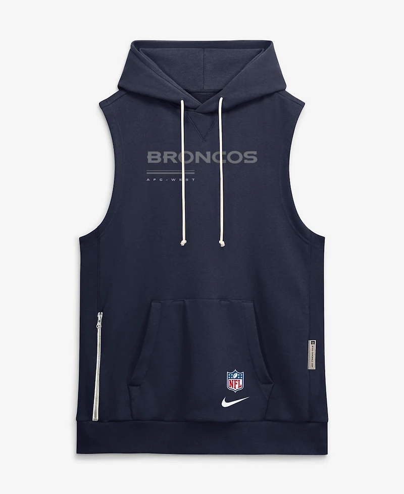 Nike Men's Navy Denver Broncos Sideline Standard Issue Dri-fit Sleeveless Hoodie