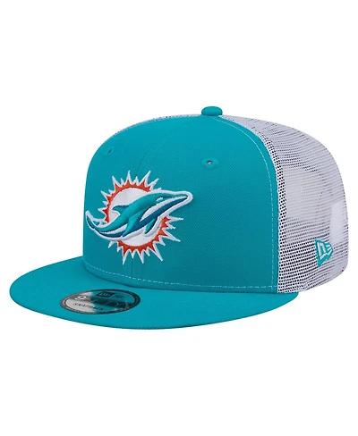 New Era Men's Aqua Miami Dolphins Core Team 9FIFTY Trucker Snapback Hat