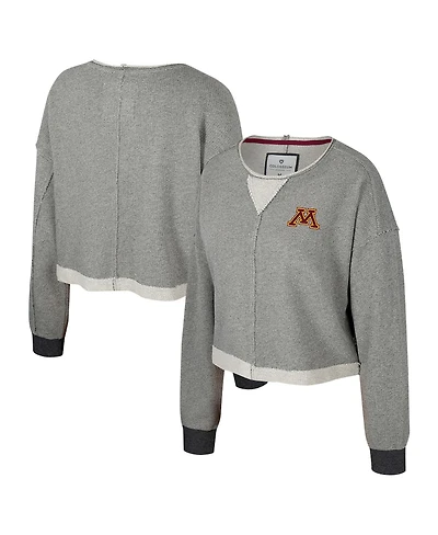Colosseum Women's Charcoal Minnesota Golden Gophers Magnum Scoop Neck Cropped Pullover Sweatshirt