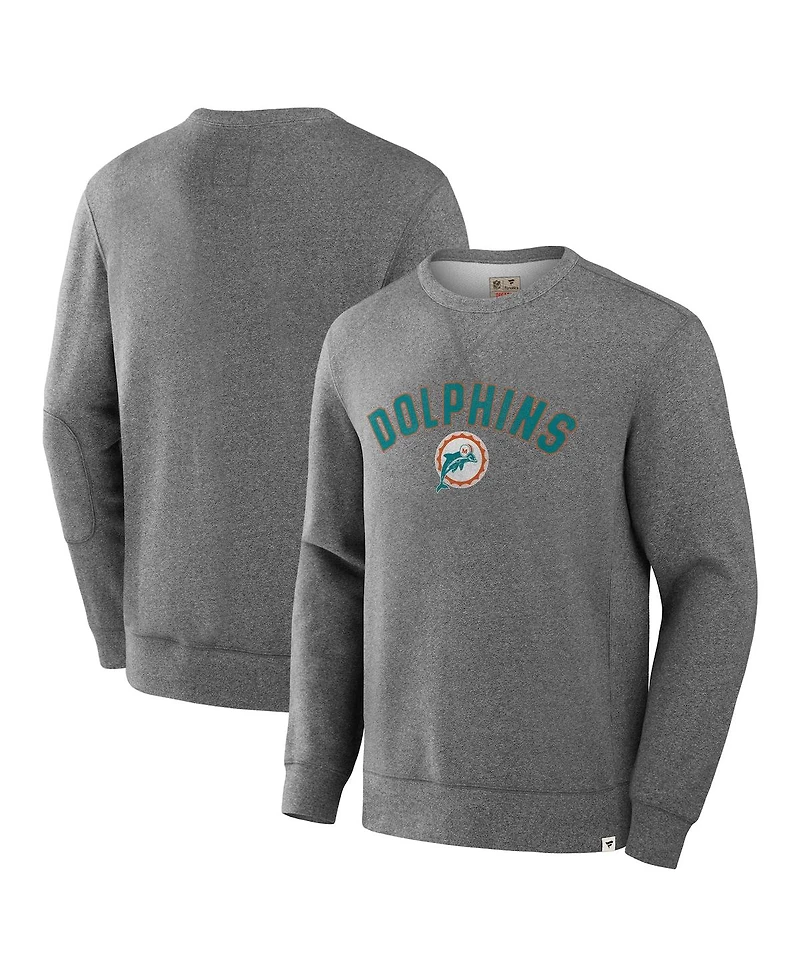 Fanatics Men's Heather Gray Miami Dolphins Loop Terry Pullover Sweatshirt