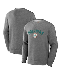 Fanatics Men's Heather Gray Miami Dolphins Loop Terry Pullover Sweatshirt