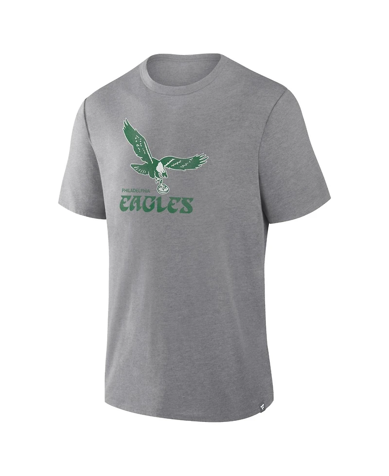 Fanatics Men's Heather Gray Philadelphia Eagles Vintage Heritage Tribute Tri-Blend T-Shirt