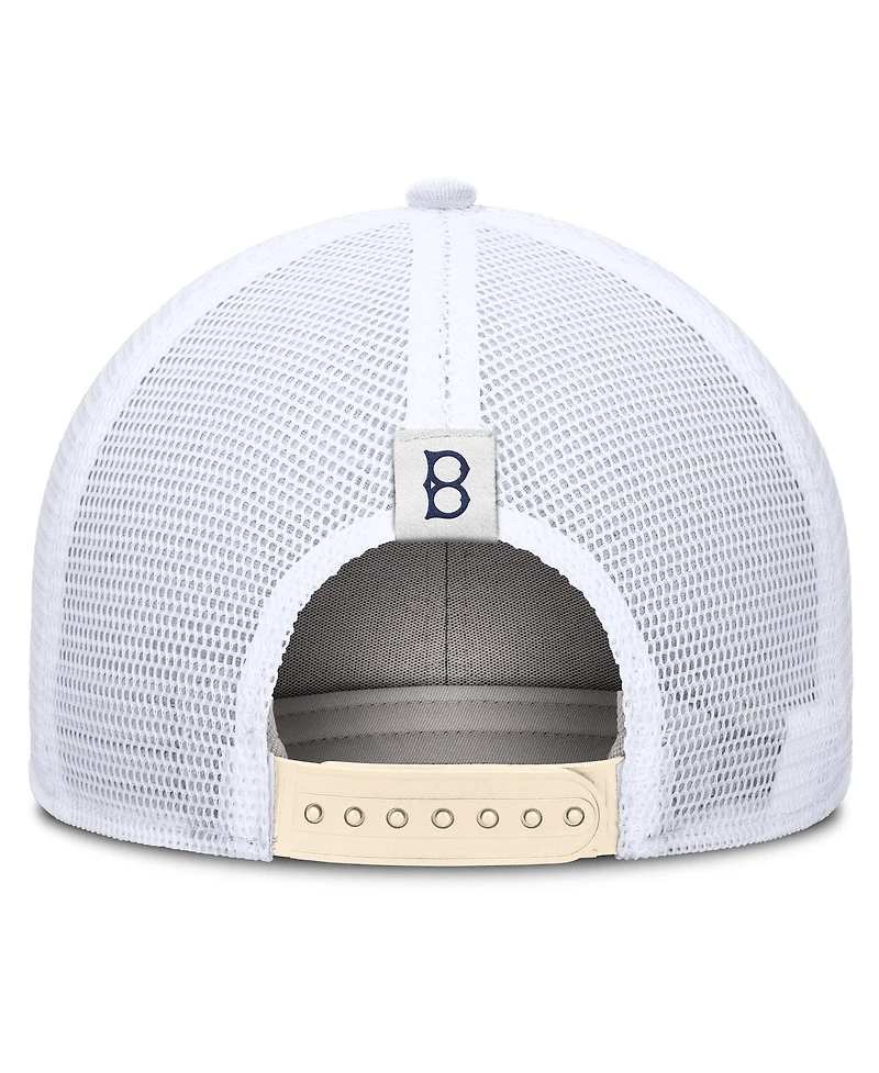 Nike Men's Natural Brooklyn Dodgers Cooperstown Collection Dri-fit Rise Trucker Adjustable Hat