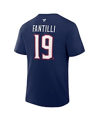 Fanatics Men's Adam Fantilli Navy Columbus Blue Jackets Authentic Stack Name Number T-Shirt