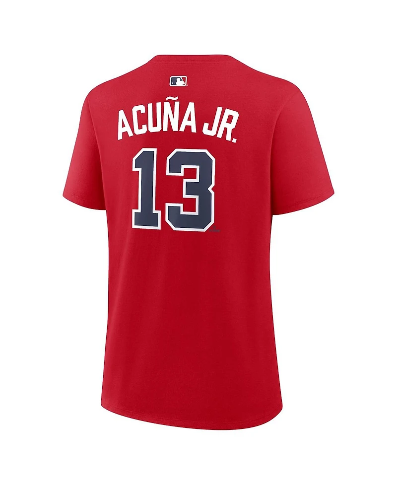 Nike Women's Ronald Acuna Jr. Red Atlanta Braves Name Number T-Shirt
