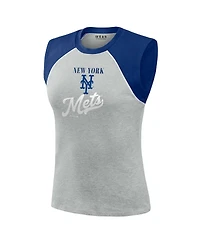 Wear by Erin Andrews Women's Heather Gray New York Mets Cropped Raglan Tank Top