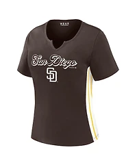 Wear by Erin Andrews Women's Brown San Diego Padres Notch Neck Cropped T-Shirt