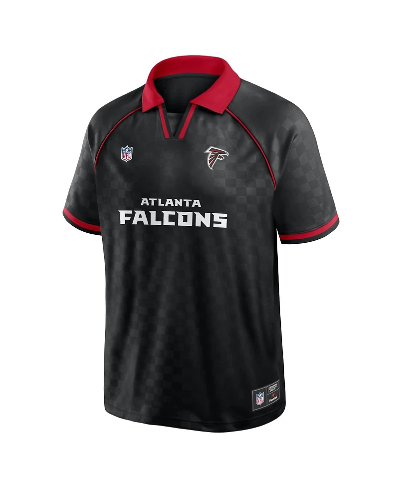Fanatics Men's Black/Red Atlanta Falcons Homerun Raglan V-Neck Polo Shirt