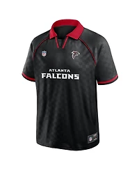 Fanatics Men's Black/Red Atlanta Falcons Homerun Raglan V-Neck Polo Shirt