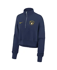 Nike Women's Navy Milwaukee Brewers Primetime Phoenix Fleece Half-Zip Sweatshirt