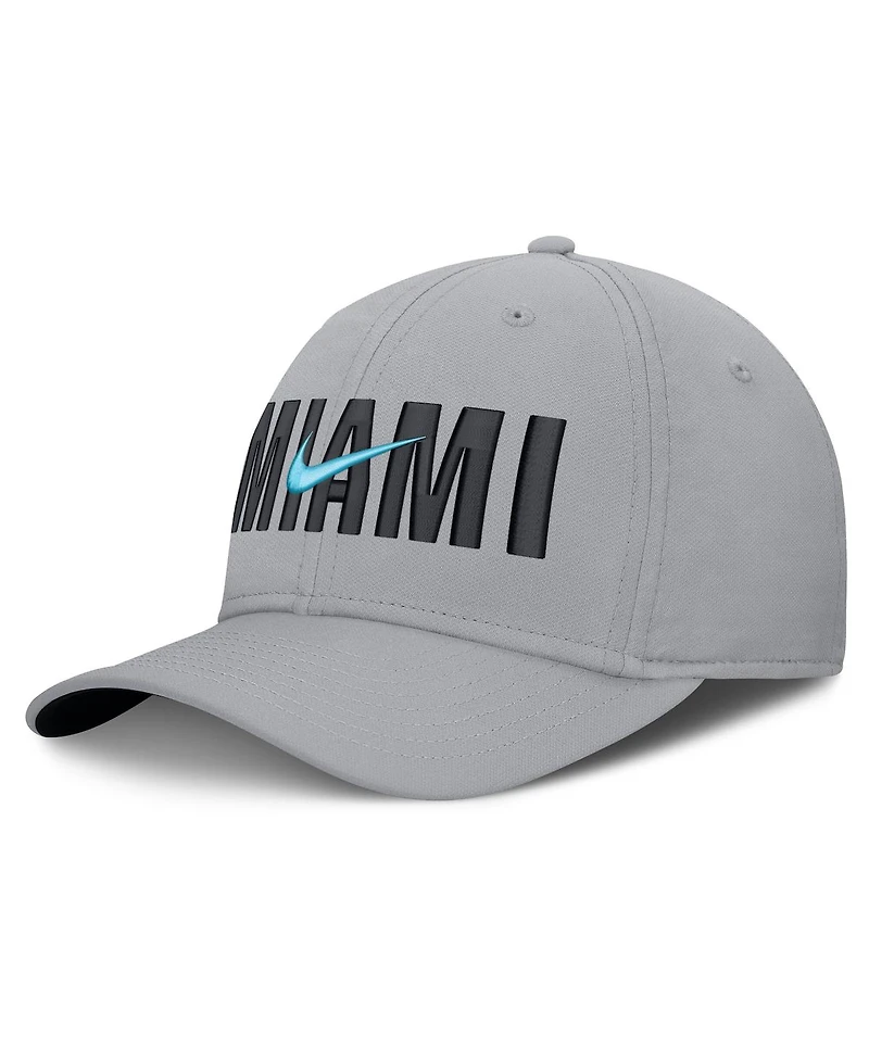 Nike Men's Gray Miami Marlins Primetime Rise Dri-fit Flex Hat