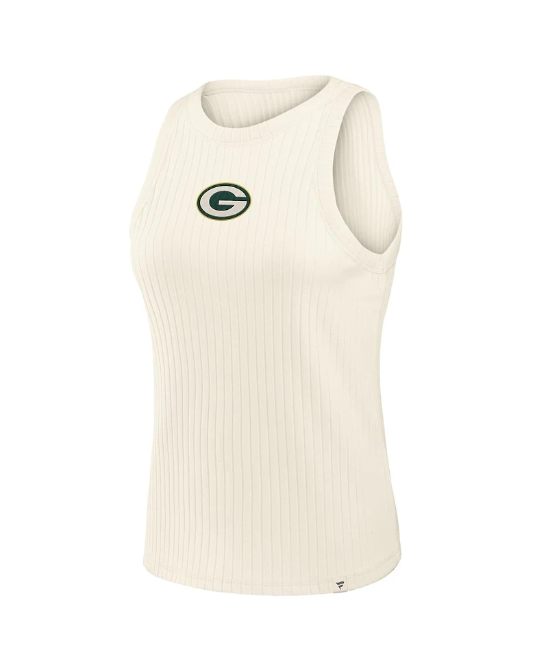 Fanatics Women's Cream Green Bay Packers Star Play Tri-Blend Ribbed Tank Top
