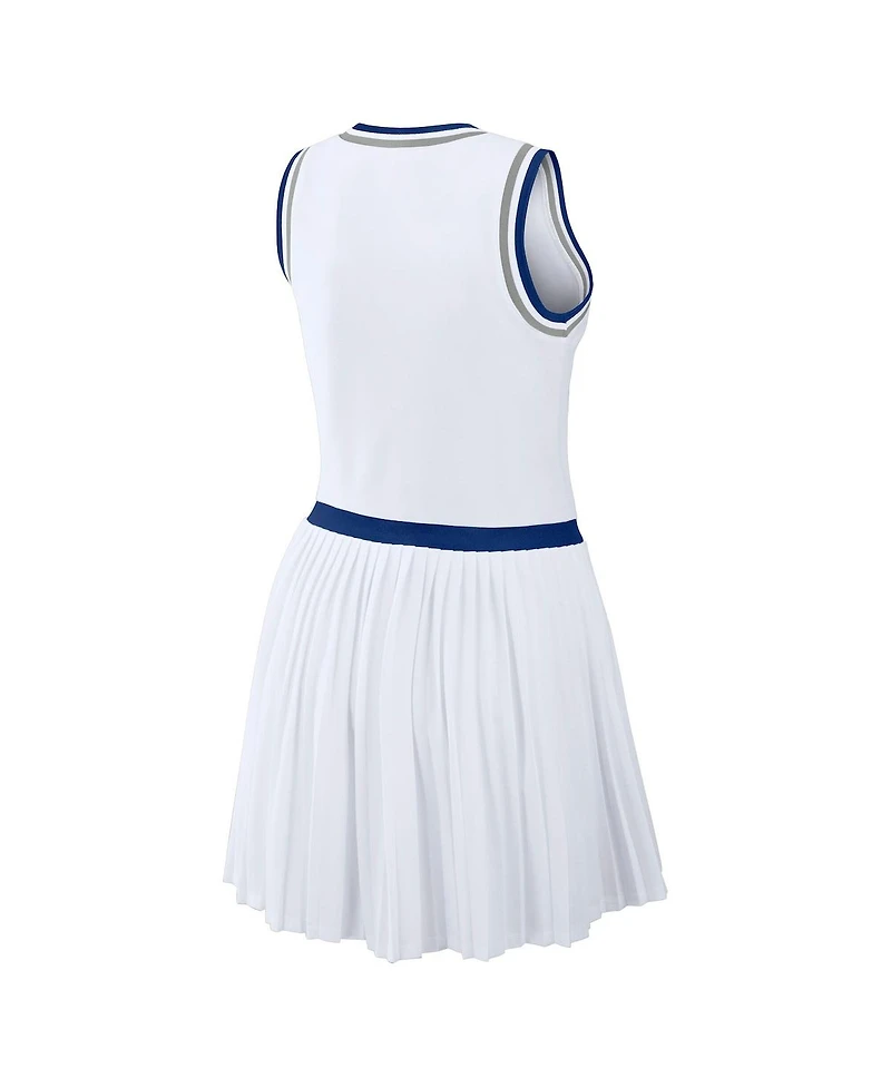Wear by Erin Andrews Women's White Los Angeles Dodgers Zip-Front Pleated Tri-Blend Scoop Neck Tank Dress