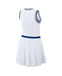 Wear by Erin Andrews Women's White Los Angeles Dodgers Zip-Front Pleated Tri-Blend Scoop Neck Tank Dress